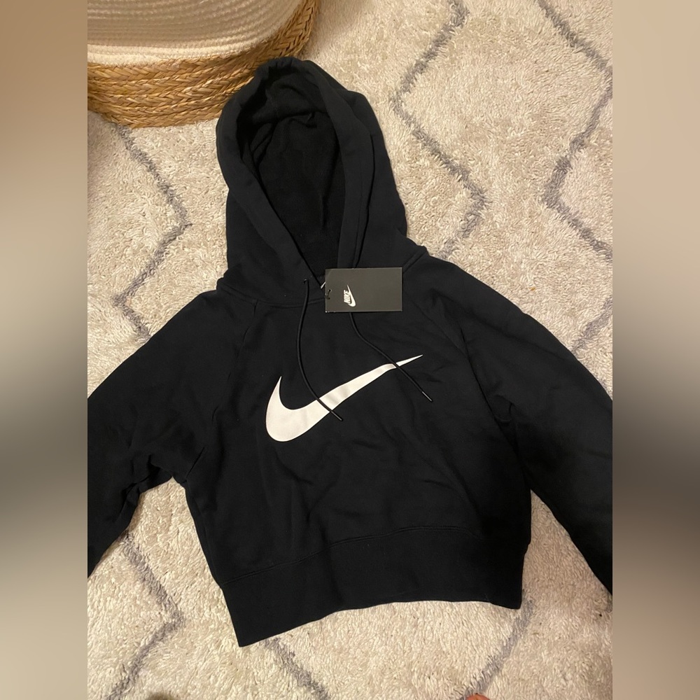 Womens Black Nike Cropped Hoodie size S